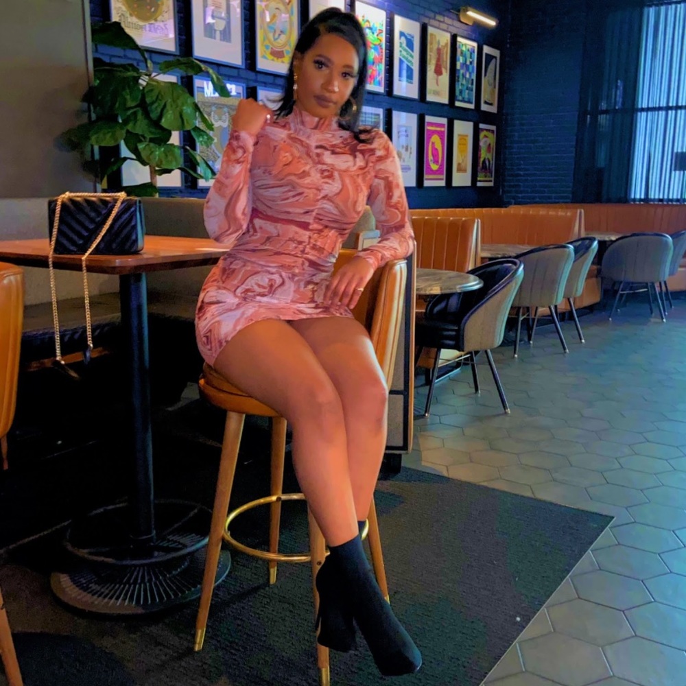 High Neck Mesh Dress